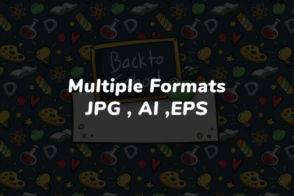 Back School Seamless Pattern Black Back