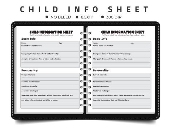 Child Info Sheet for the First Day of School