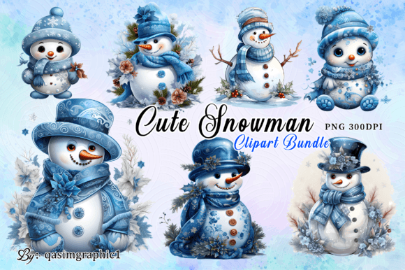 Cute Snowman Sublimation Clipart Bundle for Creative Projects