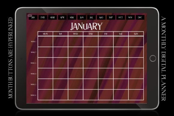 Rosy Digital Monthly Calendar Planner