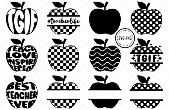 Teacher Monogram Apple SVG School Bundle