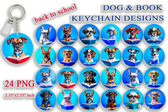What Is the Dog and Book Keyring Design PNG Bundle?